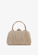 Torebki damskie - Złota Torebka na Ramię i do Ręki Typu Kopertówka Ozdobiona Brokatem Zarolita - miniaturka - grafika 1