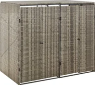 Pozostałe meble ogrodowe - vidaXL Osłona na 2 kosze na śmieci, szara, 140x80x117 cm, polirattan - miniaturka - grafika 1