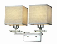 Lampy ścienne - LINIANO W2 nowoczesny kinkiet chromowany z szarymi abażurami 2xE14 - miniaturka - grafika 1