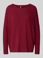 Bluzy damskie - Bluza z prążkowanym, okrągłym dekoltem model ‘Biara’ - miniaturka - grafika 1