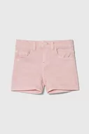 Spodnie i spodenki dla dziewczynek - Guess szorty jeansowe dziecięce kolor różowy gładkie regulowana talia - miniaturka - grafika 1