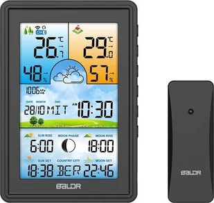 Bezprzewodowa stacja pogodowa termometr higrometr zegar fazy księżyca kalendarz budzik z drzemką czarna - Stacje pogodowe Bezprzewodowa stacja pogodowa termometr higrometr zegar fazy księżyca kalendarz budzik z drzemką czarna - Stacje pogodowe - miniaturka - grafika 1
