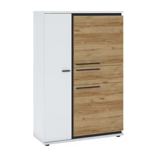 Szafka 3D1S SAIK03 Salinas Meble Wójcik Biała Alpejska, Dąb Catania, Czarny - Szafki do salonu - miniaturka - grafika 1