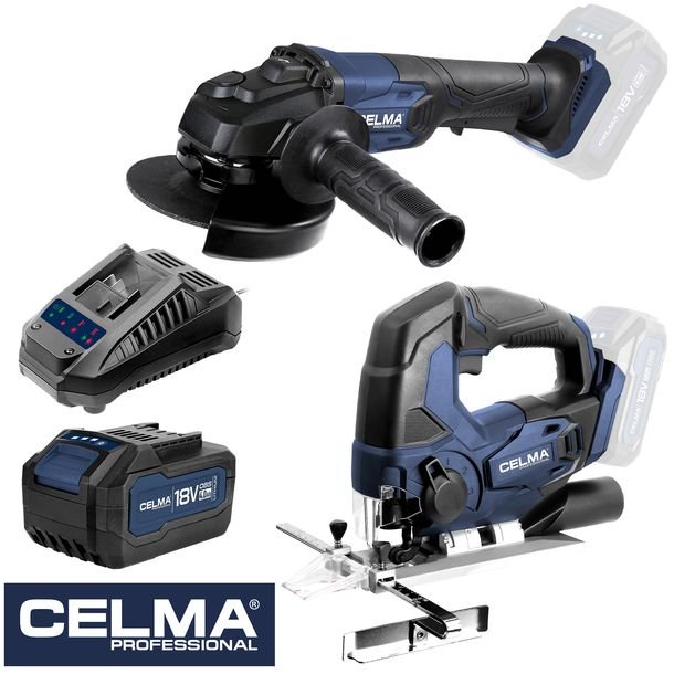 Zestaw CELMA Pro Wyrzynarka + Szlifierka + 1xAku 4Ah + Ład. 100% POLECEŃ!
