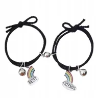 Biżuteria dla dzieci - Zestaw 2 Bransoletek Best Friends z Tęczą - Czarne - miniaturka - grafika 1