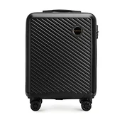 Walizki - WITTCHEN Walizka Kabinowa ABS Kolekcja Circle Line Bagaż Podręczny Zamek Szyfrowy 4 Kółka Teleskopowa Rączka Rozmiar S 34L Czarny - miniaturka - grafika 1