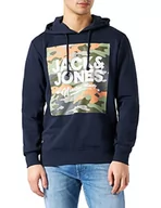 Bluzy męskie - JACK & JONES Męska bluza z kapturem Jjpete Shape Sweat Hood, granatowy blezer, M - miniaturka - grafika 1