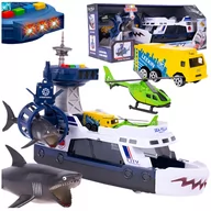 Zabawki interaktywne dla dzieci - DUŻA Łódź Transportowa Statek Parking Dźwig Rekin Z504 - miniaturka - grafika 1