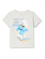Koszulki i topy damskie - Bestseller A/S Chłopcy NMMANT Smurf SS TOP Box VDE T-Shirt, jasnoszary melanż, 110, jasnoszary melanżowy, 110 - miniaturka - grafika 1