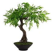 Sztuczne drzewka - Leaf Sztuczne drzewo, mieszane materiały, bonsai skręcony fikus, 45 cm - miniaturka - grafika 1