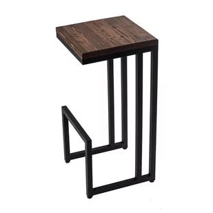 Hoker barowy loft 75 cm - ciemne drewno - Taborety i hokery - miniaturka - grafika 1