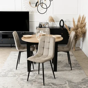 Krzesło Tapicerowane do Jadalni PERU 2 Beżowe Nowoczesne Loft - Krzesła - miniaturka - grafika 1