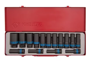 ZESTAW NASADEK UDAROWYCH 1/2" 15cz. DŁUGIE 12-kąt. 8 - 24mm, KASETA King Tony - Klucze i nasadki - miniaturka - grafika 1