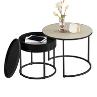 Ławy i stoliki kawowe - Zestaw dwóch stolików kawowych beż i czarny - miniaturka - grafika 1