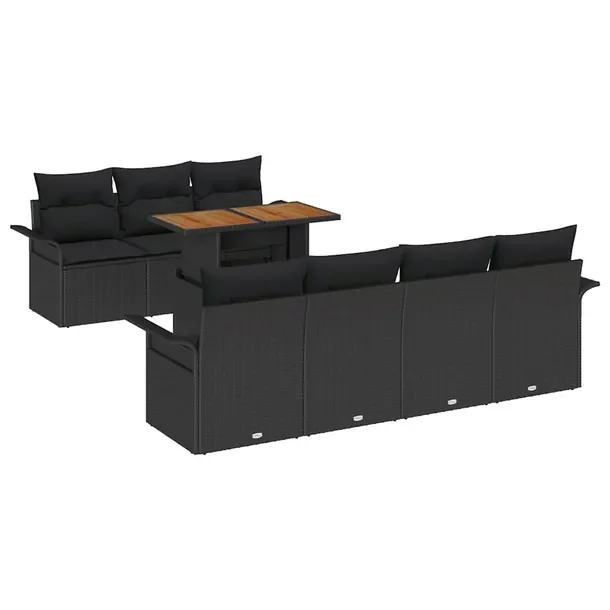 Zestaw Sof Ogrodowych Modularnych z Rattanu, Czarny, 4 Elementy