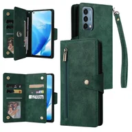 Portfele - Foxdock Kompatybilny z etui OPPO A74 5G / A54 5G Skórzany PU Magnetyczny uchwyt na karty z klapką Etui na portfel Zielony - miniaturka - grafika 1