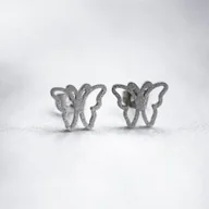 Kolczyki - Kolczyki srebrne serca brokatowe wkrętki ze stali chirurgicznej - miniaturka - grafika 1