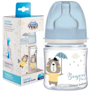 CANPOL BABIES BUTELKA SZEROKA ANTYKOLKOWA 120ml BONJOUR 0+ - Butelki dla niemowląt - miniaturka - grafika 1