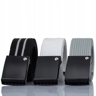 Paski - Parciany PASEK Męski 105CM 3Pack BIAŁY SIWY CZARNY - miniaturka - grafika 1