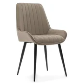 Krzesła - NEW HOME Krzesło LUCA tapicerowane krzesło do jadalni krzesło do salonu z pikowaniem - ciemny beż czarne nogi - nowoczesne aksamit welur - miniaturka - grafika 1