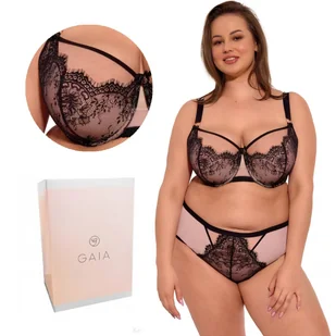 Biustonosz z koronką GAIA Semi-Soft Aina MAXI 1273 półusztywniany czarny różowy  105E - Biustonosze - miniaturka - grafika 1