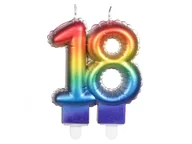 Urodziny dziecka - Świeczka na osiemnastkę kolorowa - 18 - osiemnaście - miniaturka - grafika 1