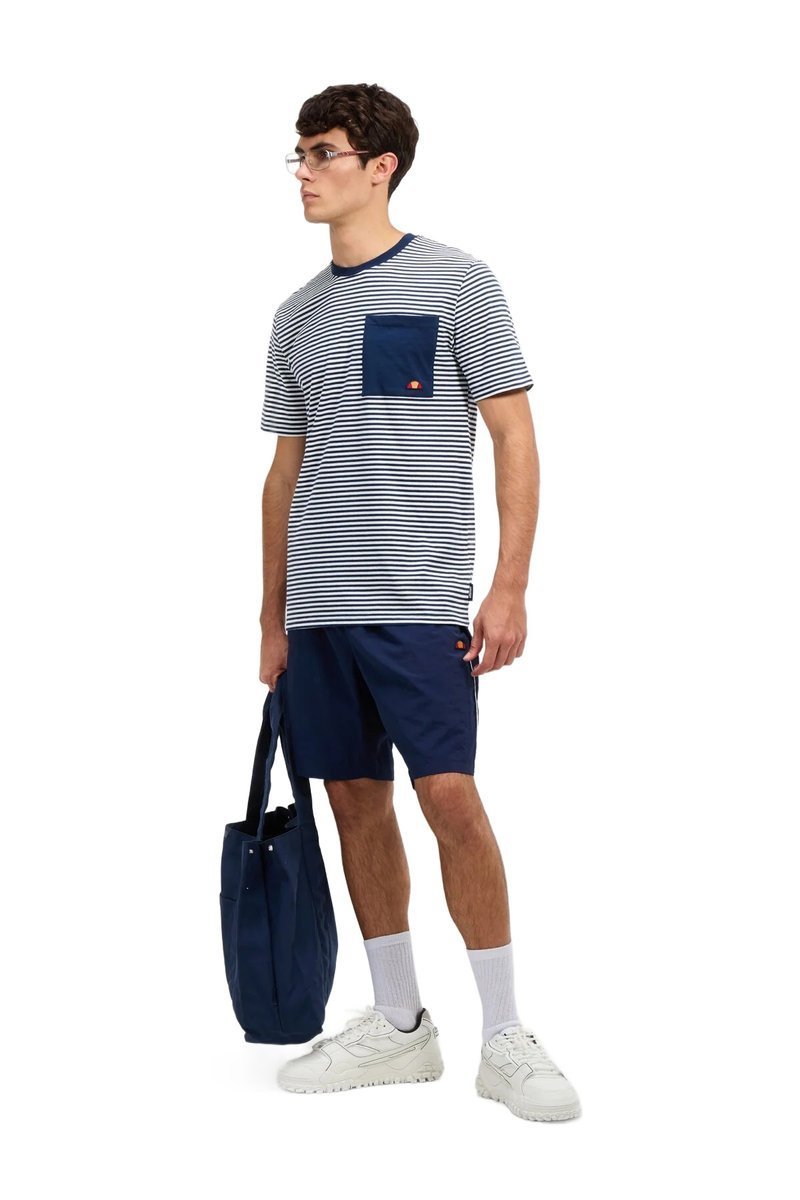 ELLESSE MĘSKI T-SHIRT W PASKI Z KONTRASTOWĄ KIESZENIĄ S 5DA
