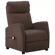 Fotele - vidaXL Rozkładany fotel masujący, brązowy, ekoskóra - miniaturka - grafika 1