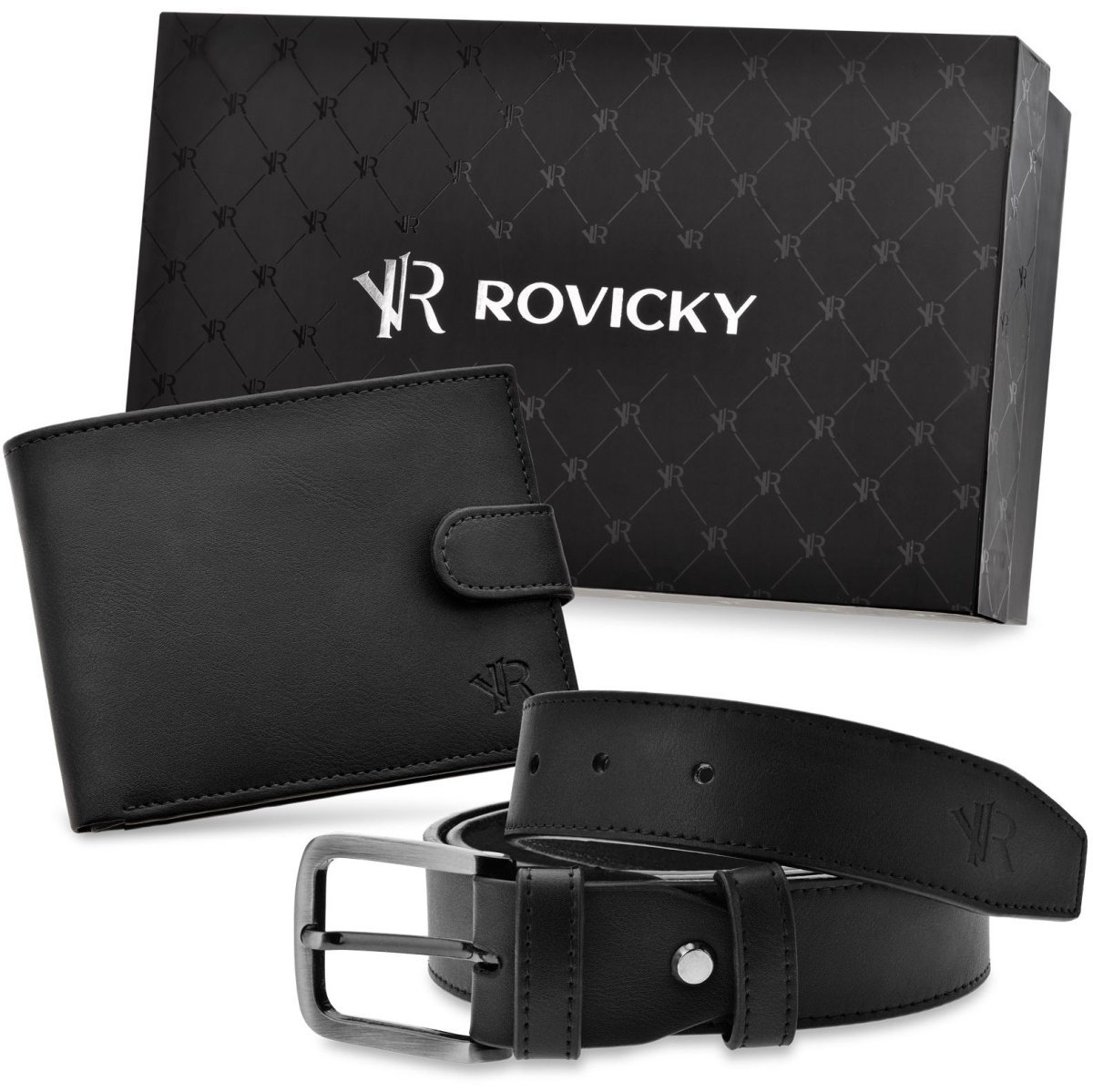 Zestaw Portfel Męski Rfid + Pasek W Pudełku Na Prezent Komplet Prezentowy