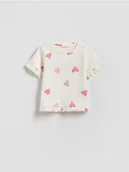 Bluzki dla niemowląt - Reserved - Bawełniany t-shirt z nadrukiem - złamana biel - miniaturka - grafika 1