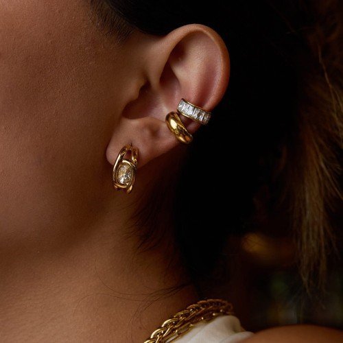 Nausznica klasyczna złote koło - 1 szt. stal szlachetna wodoodporna