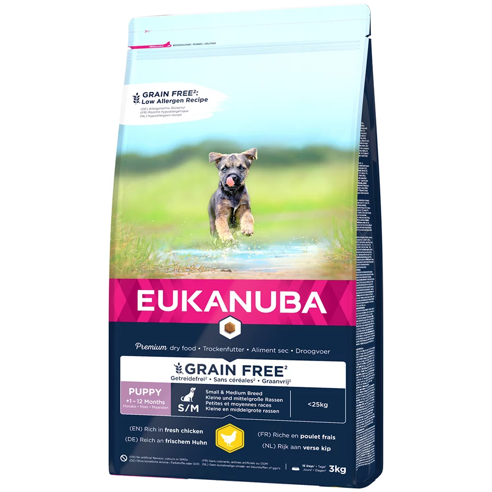 Eukanuba Grain Free Puppy Small / Medium Breed, kurczak - 3 kg