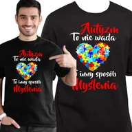 Koszulki męskie - KOSZULKA MĘSKA AUTYZM TO NIE WADA DZIEŃ AUTYZMU AUTISM XXL 3467 CZARNA - miniaturka - grafika 1