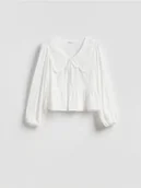 Bluzki damskie - Reserved - Bluzka z kołnierzem - biały - miniaturka - grafika 1