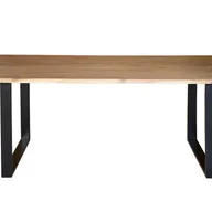 Stoły - Stół żłobkowy z naturalnego drewna akacjowego i czarnymi metalowymi nogami - miniaturka - grafika 1