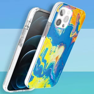 Kingxbar Watercolour Series kolorowe etui do iPhone 12 Pro / iPhone 12 żółtoniebieski - Etui i futerały do telefonów - miniaturka - grafika 6