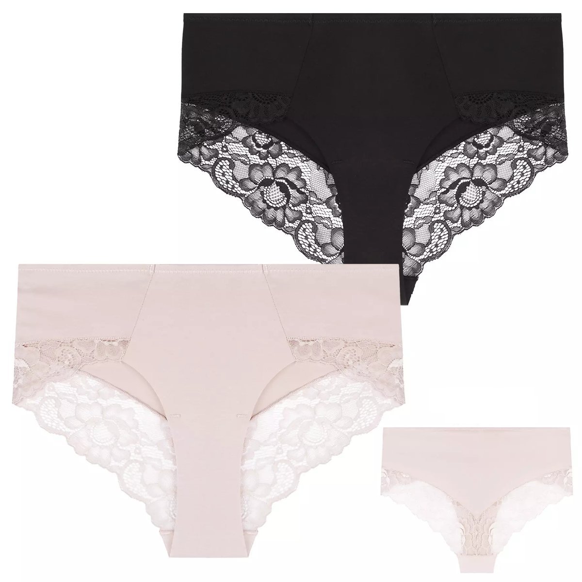 2X FIGI MAJTKI DAMSKIE WYKOŃCZONE KORONKĄ BIKINI BAWEŁNIANE MORAJ XXL