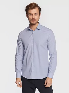 Koszule damskie - Calvin Klein Koszula Multi Square Print K10K109886 Niebieski Slim Fit - grafika 1
