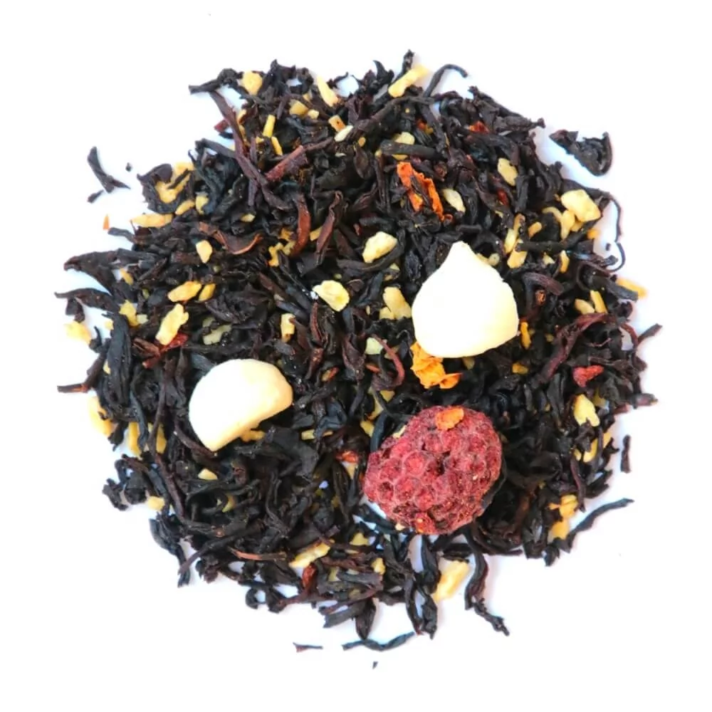 Herbata czarna smakowa malinka na torcie 120g najlepsza herbata liściasta sypana w eko opakowaniu