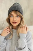 Czapki damskie - Czapka Gentle Cashmere Szary Grafit - miniaturka - grafika 1