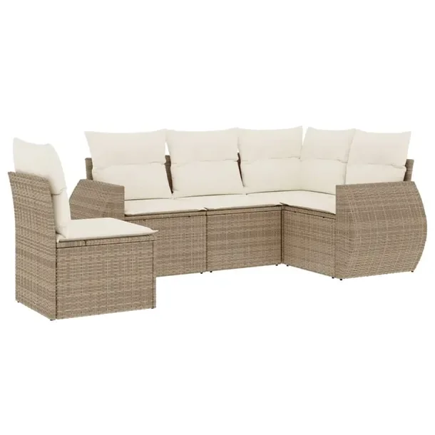 Beżowy zestaw mebli ogrodowych z rattanem PE, wymiary: 62x62x69 cm