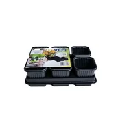 Pozostałe akcesoria do uprawy roślin - Doniczki z podstawkami 8 x 8 cm 6 komórek czarny 2 sztuki - miniaturka - grafika 1