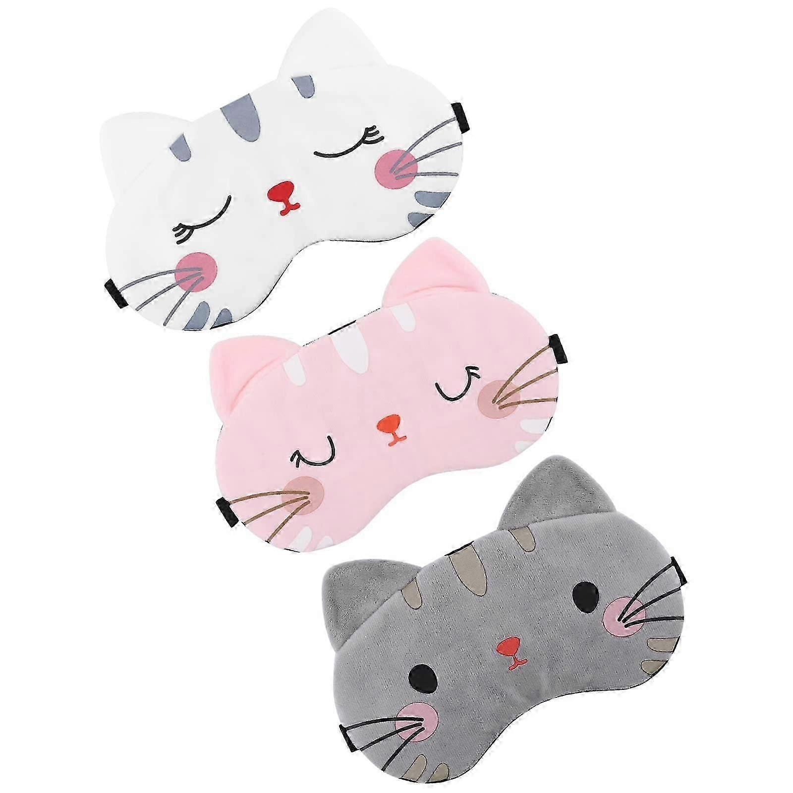 3 sztuk maska do spania dla dzieci kreskówka kot maska do spania z regulowanym paskiem miękka maska do spania dla dzieci opaska na oczy