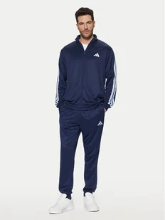 adidas Dres Sportswear Basic 3-Stripes JI8873 Granatowy Regular Fit - Dresy męskie - miniaturka - grafika 1