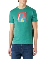 Koszulki męskie - United Colors of Benetton Koszulka męska 3f93u103t, zielona butelka 00q, 3XL - miniaturka - grafika 1