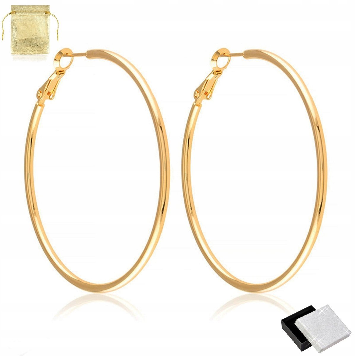 Złote Kolczyki Koła 6 Cm Stal Chirurgiczna Prezent