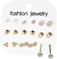 Kolczyki - Zestaw 9 Par Kolczyków Cyrkonie Perły Nieskończoność Infinity Pozłacane - miniaturka - grafika 1