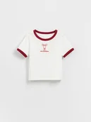 Koszulki dla dziewczynek - Reserved - T-shirt z haftem - czerwony - miniaturka - grafika 1