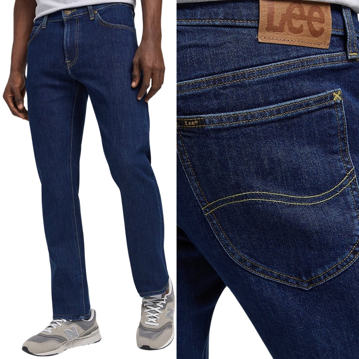 Lee DAREN Deep Dark Stone proste ciemne męskie spodnie jeansowe W48 L32