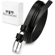 Paski - Beltimore skórzany damski pasek czarny wąski A82 czarny r.105-120 cm - miniaturka - grafika 1